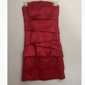 2-19 Max and Cleo Red Dress strapless Layered 6 NWT occasion Party